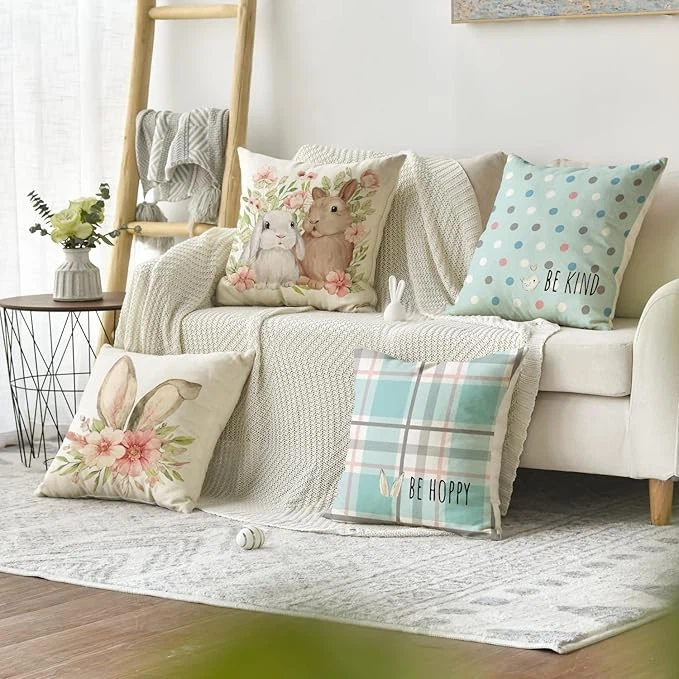 Easter Rabbit Floral Cushion Set (4-Pack) high quality